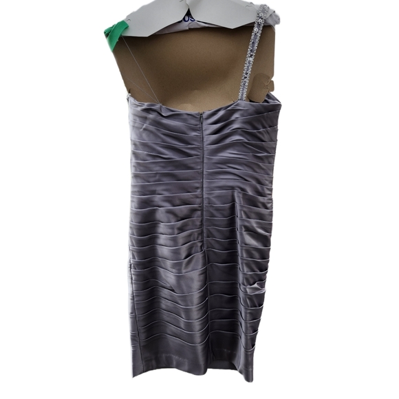 Adrianna Papell Silver One Shoulder Dress - Picture 6 of 7